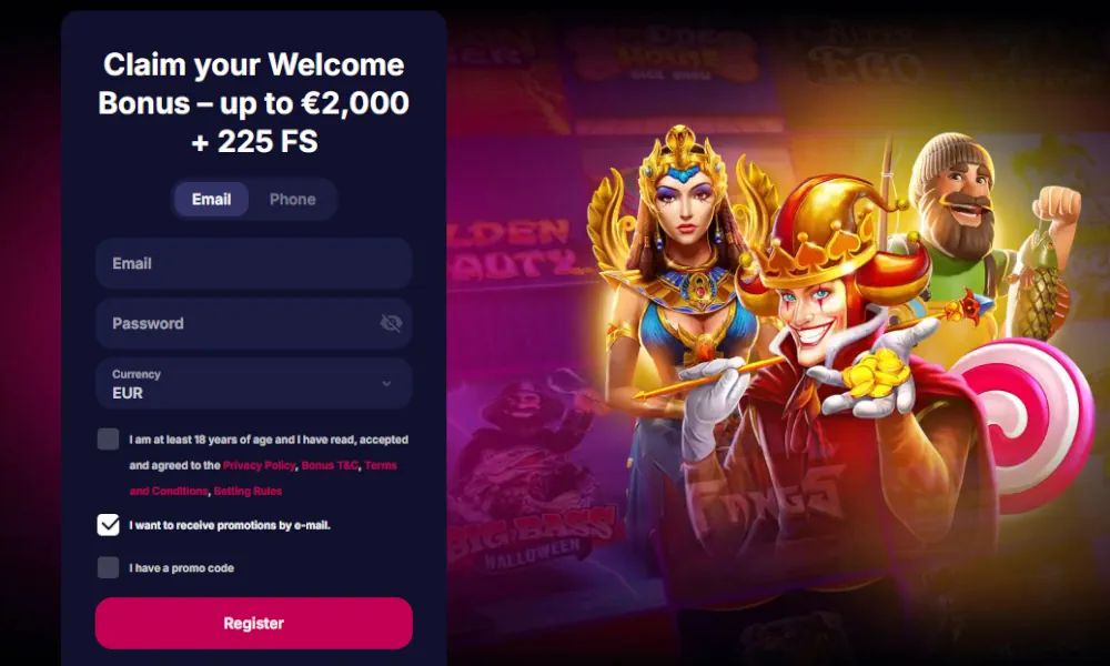 NV Casino registreringsformulär och välkomstbonus kampanjerbjudande